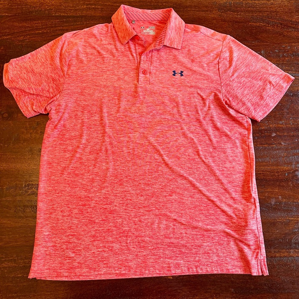 Under Armour Men's Heathered Red/Orange Polo XL